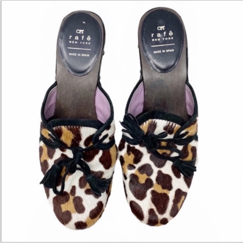 RAFE NEW YORK cowhide leopard clogs heels shoes EU 37 / 6.5 US - Picture 7 of 11